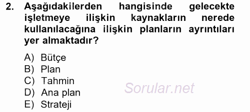 Lojistik Maliyetleri ve Raporlama 2 2014 - 2015 Dönem Sonu Sınavı 2.Soru