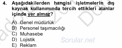 Lojistik Maliyetleri ve Raporlama 2 2014 - 2015 Dönem Sonu Sınavı 4.Soru