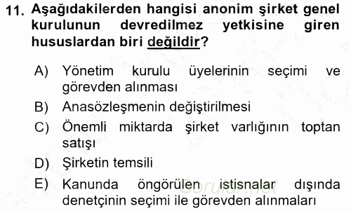 Ticaret Hukuku 2016 - 2017 3 Ders Sınavı 11.Soru