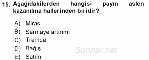 Ticaret Hukuku 2016 - 2017 3 Ders Sınavı 15.Soru