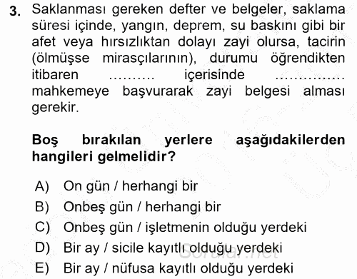 Ticaret Hukuku 2016 - 2017 3 Ders Sınavı 3.Soru