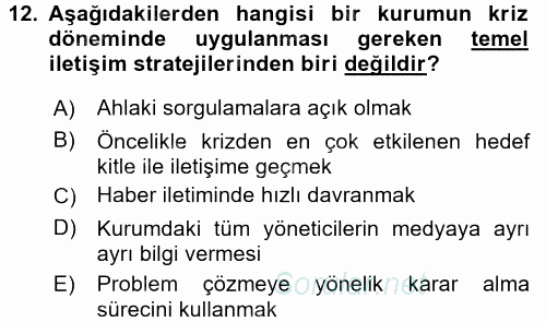 Sosyal Hizmet Yönetimi 2015 - 2016 Ara Sınavı 12.Soru