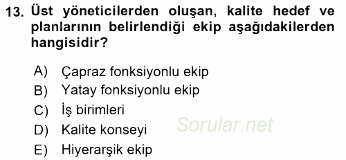 Sosyal Hizmet Yönetimi 2015 - 2016 Ara Sınavı 13.Soru