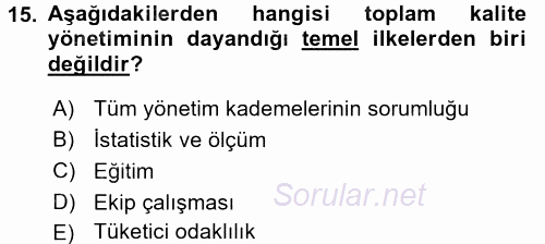 Sosyal Hizmet Yönetimi 2015 - 2016 Ara Sınavı 15.Soru