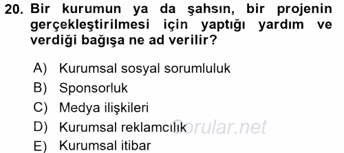 Sosyal Hizmet Yönetimi 2015 - 2016 Ara Sınavı 20.Soru