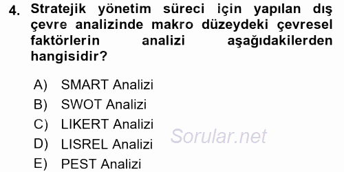 Sosyal Hizmet Yönetimi 2015 - 2016 Ara Sınavı 4.Soru