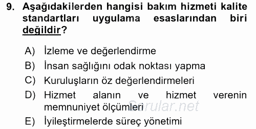 Sosyal Hizmet Yönetimi 2015 - 2016 Ara Sınavı 9.Soru
