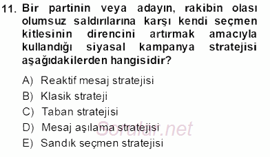 Marka İletişim Kampanyaları 2013 - 2014 Tek Ders Sınavı 11.Soru