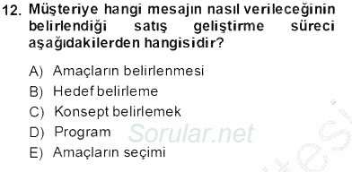 Marka İletişim Kampanyaları 2013 - 2014 Tek Ders Sınavı 12.Soru