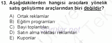 Marka İletişim Kampanyaları 2013 - 2014 Tek Ders Sınavı 13.Soru