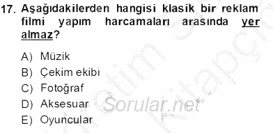 Marka İletişim Kampanyaları 2013 - 2014 Tek Ders Sınavı 17.Soru