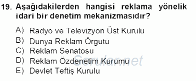 Marka İletişim Kampanyaları 2013 - 2014 Tek Ders Sınavı 19.Soru