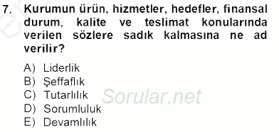 Marka İletişim Kampanyaları 2013 - 2014 Tek Ders Sınavı 7.Soru