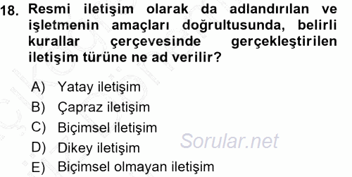 İşletme Bilgi Sistemleri 2015 - 2016 Ara Sınavı 18.Soru