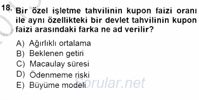 Finansal Ekonomi 2013 - 2014 Dönem Sonu Sınavı 18.Soru