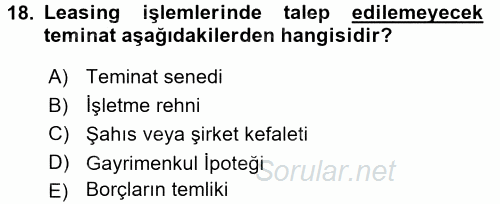 Dış Ticaret İşlemleri ve Belgeleri 2017 - 2018 3 Ders Sınavı 18.Soru