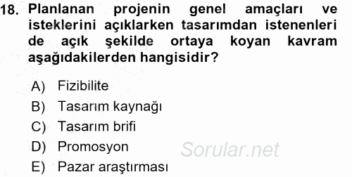 Girişimcilik ve İş Kurma 2015 - 2016 Ara Sınavı 18.Soru