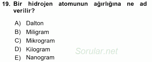 Temel Veteriner Biyokimya 2015 - 2016 Ara Sınavı 19.Soru