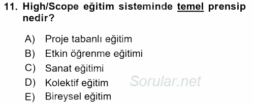 Çocukta Sanat Eğitimi Ve Yaratıcılık 2017 - 2018 Dönem Sonu Sınavı 11.Soru