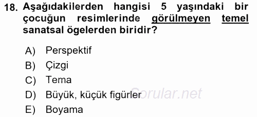Çocukta Sanat Eğitimi Ve Yaratıcılık 2017 - 2018 Dönem Sonu Sınavı 18.Soru