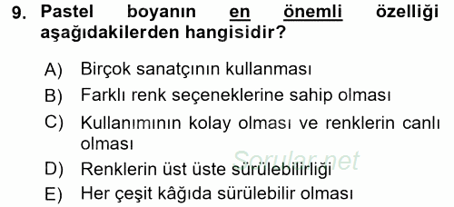 Çocukta Sanat Eğitimi Ve Yaratıcılık 2017 - 2018 Dönem Sonu Sınavı 9.Soru