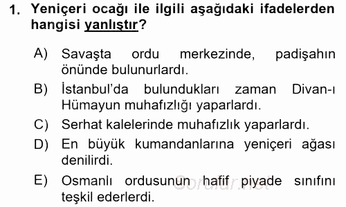 Türk İdare Tarihi 2016 - 2017 3 Ders Sınavı 1.Soru