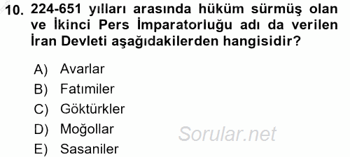 Türk İdare Tarihi 2016 - 2017 3 Ders Sınavı 10.Soru