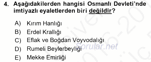 Türk İdare Tarihi 2016 - 2017 3 Ders Sınavı 4.Soru