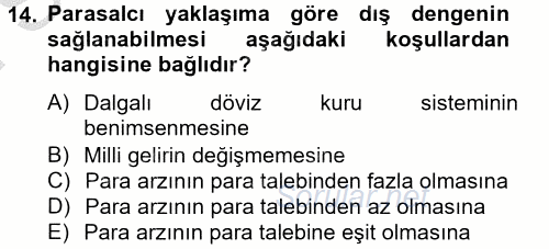 Uluslararası İktisat 2012 - 2013 Dönem Sonu Sınavı 14.Soru