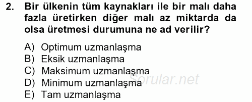 Uluslararası İktisat 2012 - 2013 Dönem Sonu Sınavı 2.Soru