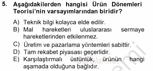 Uluslararası İktisat 2012 - 2013 Dönem Sonu Sınavı 5.Soru