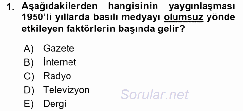 Basın Fotoğrafçılığı 2017 - 2018 3 Ders Sınavı 1.Soru