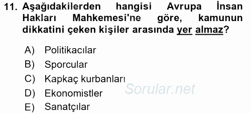 Basın Fotoğrafçılığı 2017 - 2018 3 Ders Sınavı 11.Soru