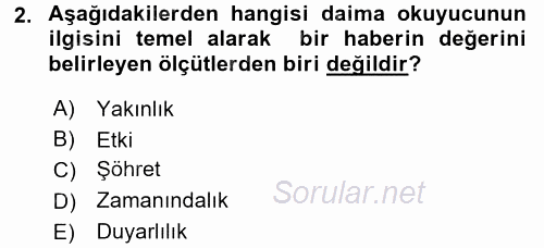 Basın Fotoğrafçılığı 2017 - 2018 3 Ders Sınavı 2.Soru