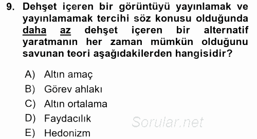 Basın Fotoğrafçılığı 2017 - 2018 3 Ders Sınavı 9.Soru