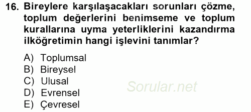 Türk Eğitim Tarihi 2014 - 2015 Ara Sınavı 16.Soru