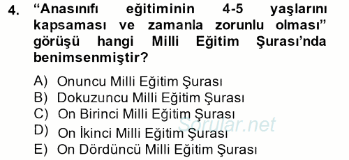 Türk Eğitim Tarihi 2014 - 2015 Ara Sınavı 4.Soru