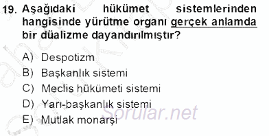 Anayasa 2 2014 - 2015 Ara Sınavı 19.Soru