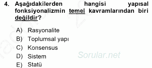 Türkiye´nin Toplumsal Yapısı 2015 - 2016 Ara Sınavı 4.Soru