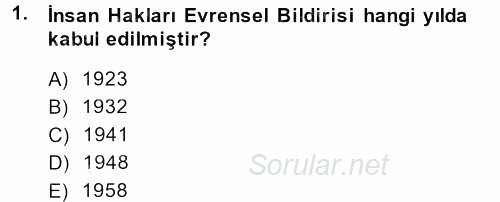 Sosyal Hizmet Mevzuatı 2013 - 2014 Ara Sınavı 1.Soru