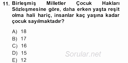 Sosyal Hizmet Mevzuatı 2013 - 2014 Ara Sınavı 11.Soru