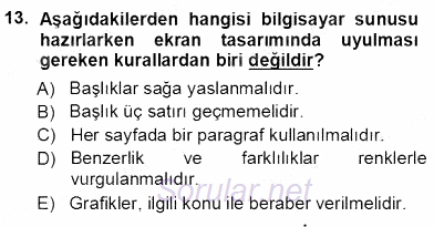 Okulöncesinde Öğretim Teknolojileri Ve Materyal Tasarımı 2012 - 2013 Ara Sınavı 13.Soru