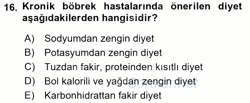 Evde Yaşlı Bakım Hizmetleri 2017 - 2018 Ara Sınavı 16.Soru