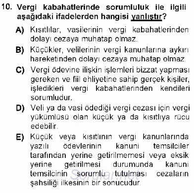 Vergi Ceza Hukuku 2012 - 2013 Ara Sınavı 10.Soru
