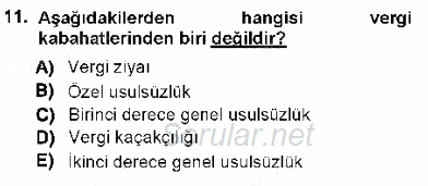 Vergi Ceza Hukuku 2012 - 2013 Ara Sınavı 11.Soru