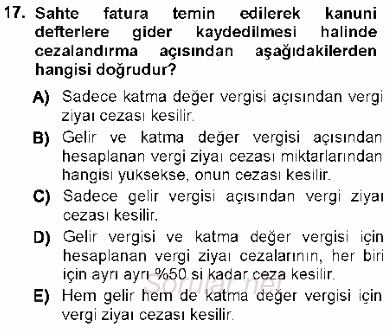 Vergi Ceza Hukuku 2012 - 2013 Ara Sınavı 17.Soru