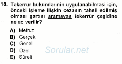 Vergi Ceza Hukuku 2012 - 2013 Ara Sınavı 18.Soru