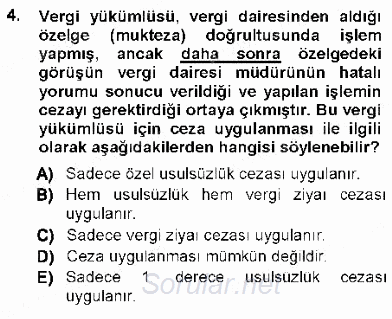 Vergi Ceza Hukuku 2012 - 2013 Ara Sınavı 4.Soru
