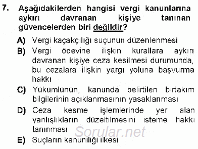 Vergi Ceza Hukuku 2012 - 2013 Ara Sınavı 7.Soru