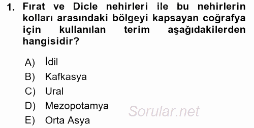 Eski Mezopotamya ve Mısır Tarihi 2015 - 2016 Ara Sınavı 1.Soru
